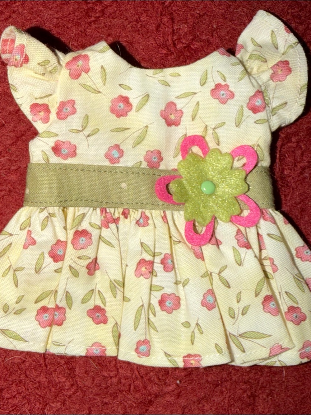 Girls Floral Doll Dress - Pink & Green
